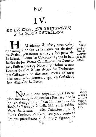 IV. De las cosas, que pertenecen a la poesia castellana