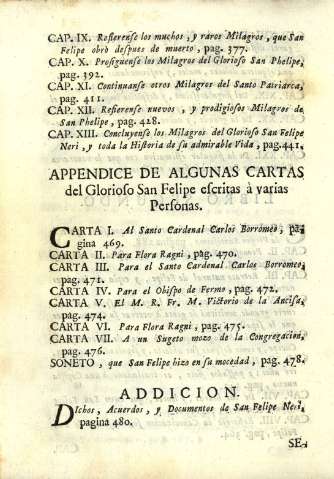 Appendice de algunas cartas