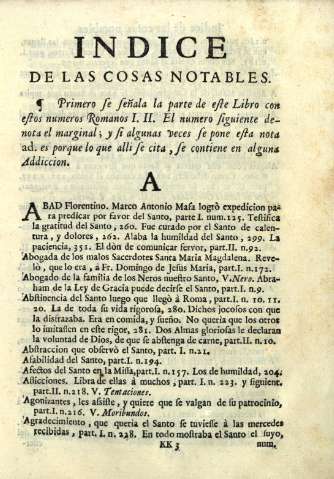 Indice de las cosa notables