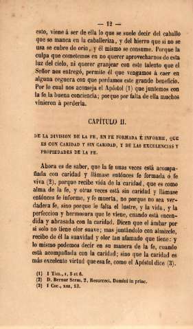 Capítulo II. De la division de la fe, en fe formada é informe, que es con caridad y sin caridad, y de las excelencias y propiedades de la fe