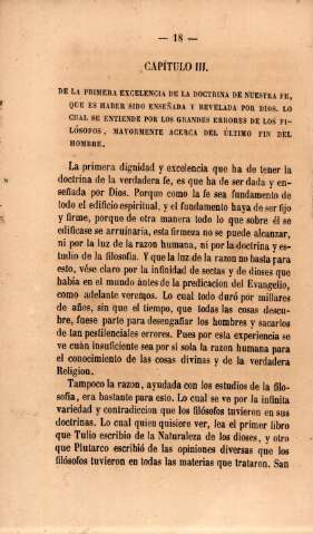 Capítulo III. De la primera excelencia de la doctrina de nuestra fe, que es haber sido enseñada y revelada por Dios ...