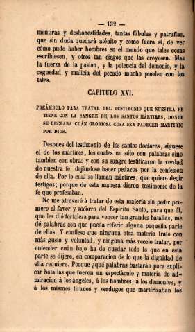 Capítulo XVI. Preámbulo para tratar del testimonio que nuestra fe tiene con la sangre ...