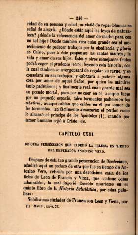 Capítulo XXIII. De otra persecucion que padeció la iglesia en tiempo del emperador Antonino Vero