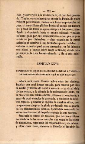 Capítulo XXVII. Consideracion sobre las gloriosas batallas y victorias de los santos mártires que aquí se han relatado