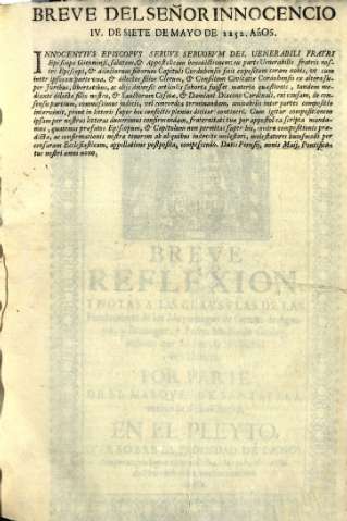 Breve del Señor Innocencio IV...