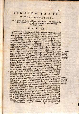 Seconda parte. Titolo undecimo, Per il quale noi siamo obbligati alla Virtù, per cagione dei beni inestimabili, che al presente le sono promessi in questa vita