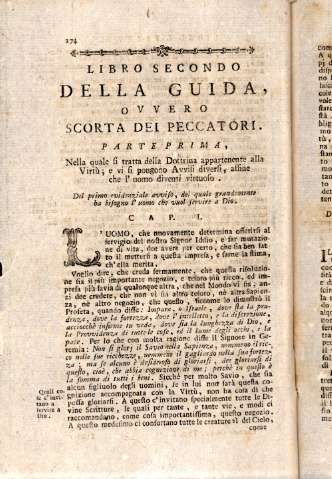 Libro secondo. Della guida, ovvero scorta dei peccatori. Parte prima, nella quale si tratta della Dottrina appartenente all Virtù ...