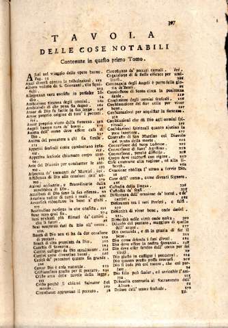 Tavola delle cose notabili