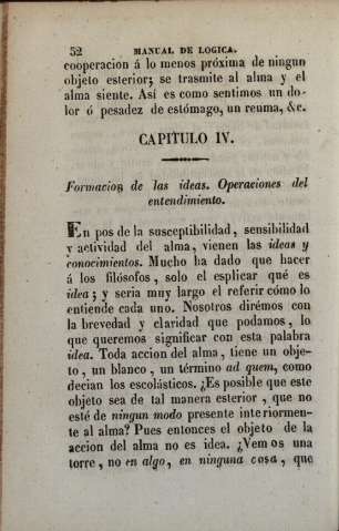 Capitulo IV. Formacion de las ideas. Operaciones del entendimiento