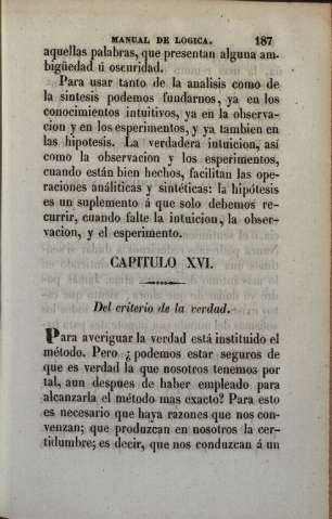 Capitulo XVI. Del criterio de la verdad