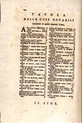 Tavola delle cose notabili
