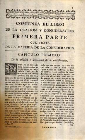 Comienza el libro de la oracion y consideracion. Primera parte que trata de la materia de la consideracion. Capitulo primero. De la utilidad y necesidad de la consideracion