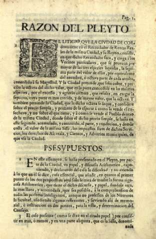 Razon del pleyto. Psesvpuestos