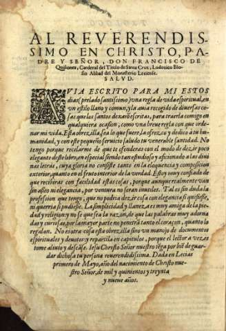 Al Reverendissimo en Christo, Padre y Señor, Don Francisco de Quiñones... 