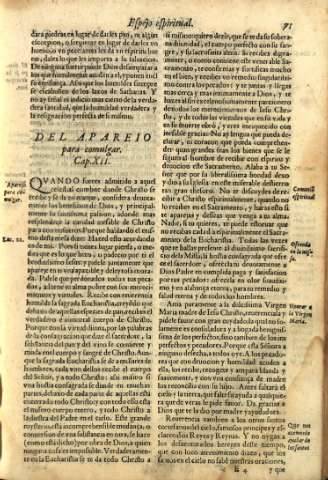 Cap. XII. Del apareio para comulgar