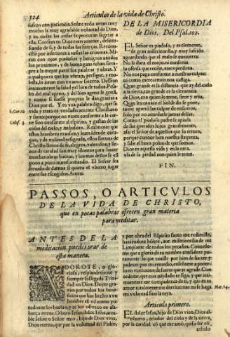 Passos, o articvlos de la vida de Christo...