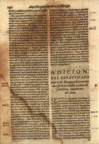 Adicion del desatinado error de los Hereges