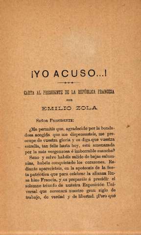 Carta al presidente de la República Francesa de Emilio Zola