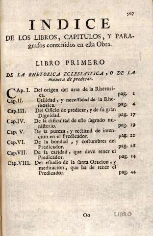 Indice de los libros, capitulos, y paragrafos contenidos en esta obra