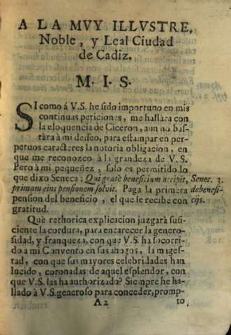 A la mvy Illvstre, Noble, y Leal Ciudad de Cadiz