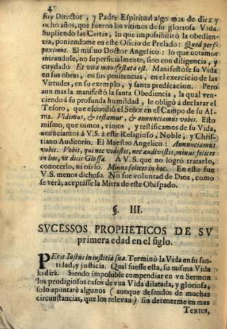 S. III. Svcessos propheticos de sv primera edad en el siglo