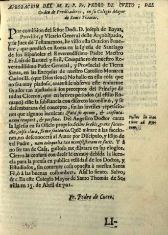 Aprobacion del M. R. P. Fr. Pedro de Cveto, del Orden de Predicadores...