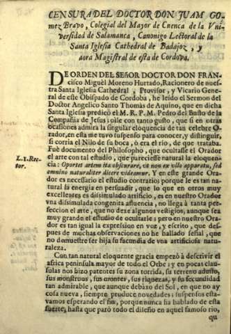 Censura del Doctor Don Juan Gomez Bravo...
