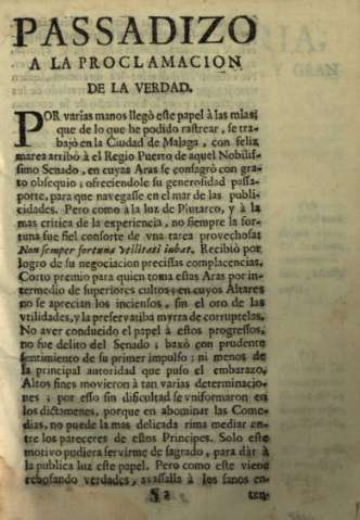 Passadizo a la proclamacion de la verdad