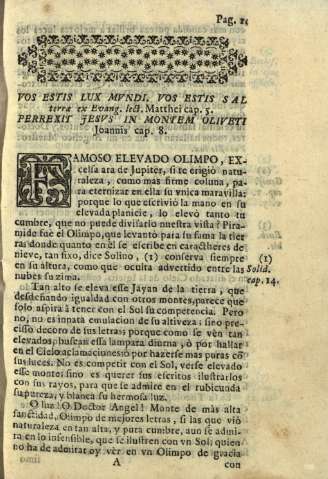 Vos estis lux mvndi... Famoso elevado Olimpo...