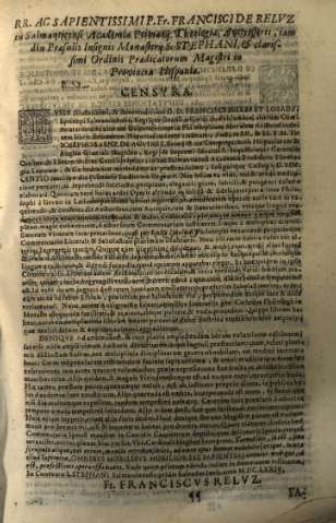 RR. Acs apientissimi P. Fr. Francisci de Relvz... 