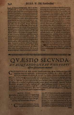 Qvaestio Secvnda