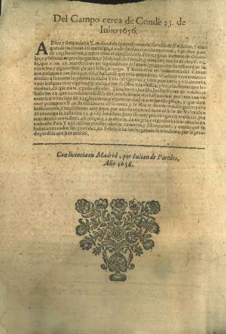 Del Campo cerca de Conde 23 de Iulio 1656
