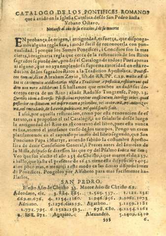 Catalogo de los Pontifices Romanos...