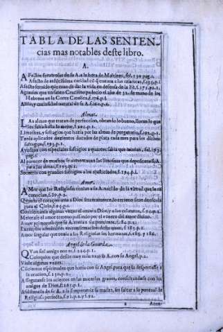 Tabla de las sentencias mas notables deste libro