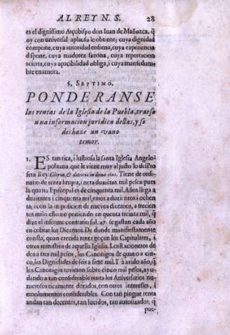 S. Septimo. Ponderanse las rentas de la Iglesia...