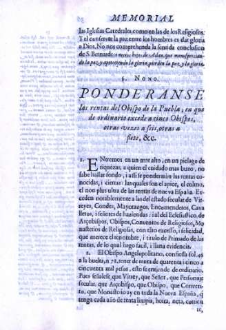 S. Nono. Ponderanse las rentas del Obispo de la Puebla...