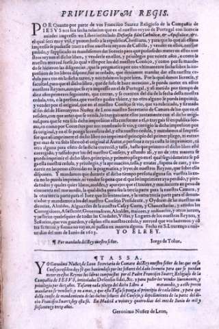 Privilegivm Regis. Tassa
