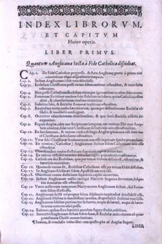 Index Librorvm, et capitvm... Liber Primvs