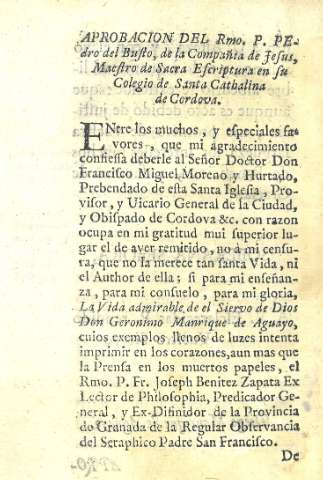 Aprobacion del Rmo. P. Pedro del Busto...