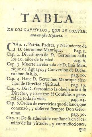 Tabla de los capitvlos, que se contienen en esta Historia