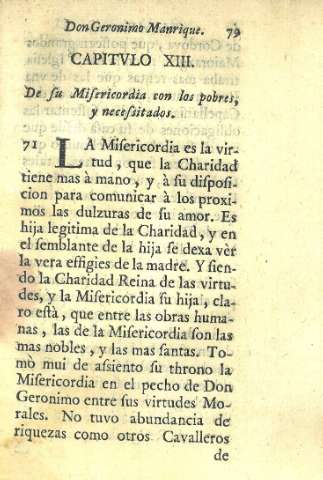 Capitvlo XIII. De su Misericordia con los pobres, y necesitados