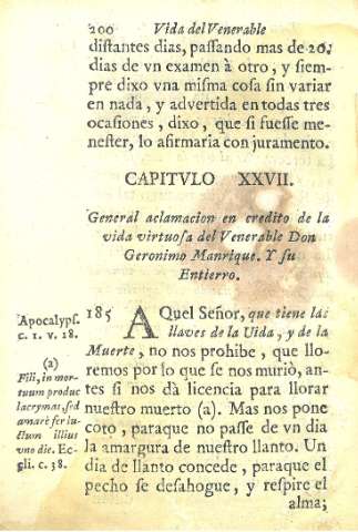 Capitvlo XXVII. General aclamacion en credito de la vida virtuosa del Venerable Don Geronimo Manrique. Y su Entierro