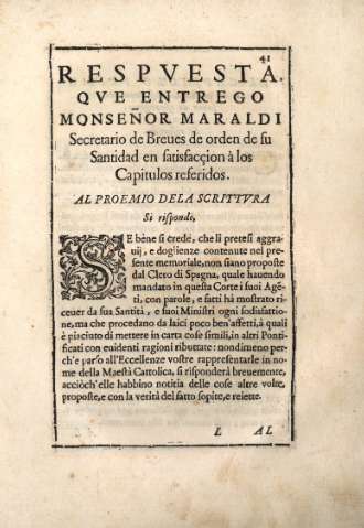 Respvesta qve entrego Monseñor Maraldi
