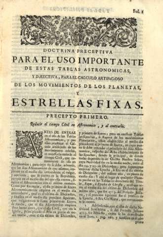 Doctrina preceptiva para el uso importante de estas tablas astronomicas...