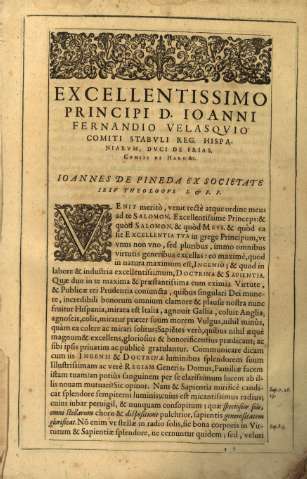 Excellentissimo principi D. Ioanni Fernandio Velasqvio...