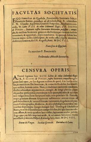 Facvltas societatis. Censvra operis