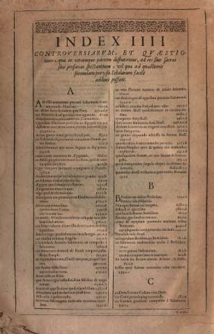 Index IIII. Controversiarvm...
