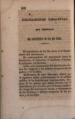 Obligaciones relativas que resultan del constitutivo de los dos sexos.