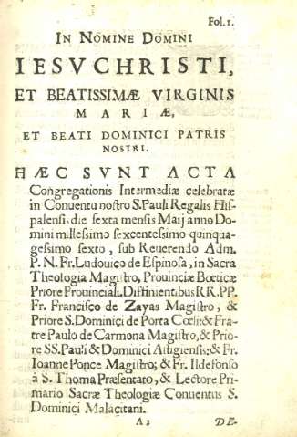In Nomine Domini Iesv Christi, et Beatissimae Virginis Mariae...