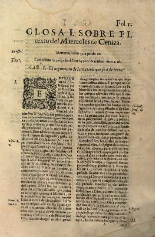 Glosa I. Sobre el texto del Miercoles de Ceniza